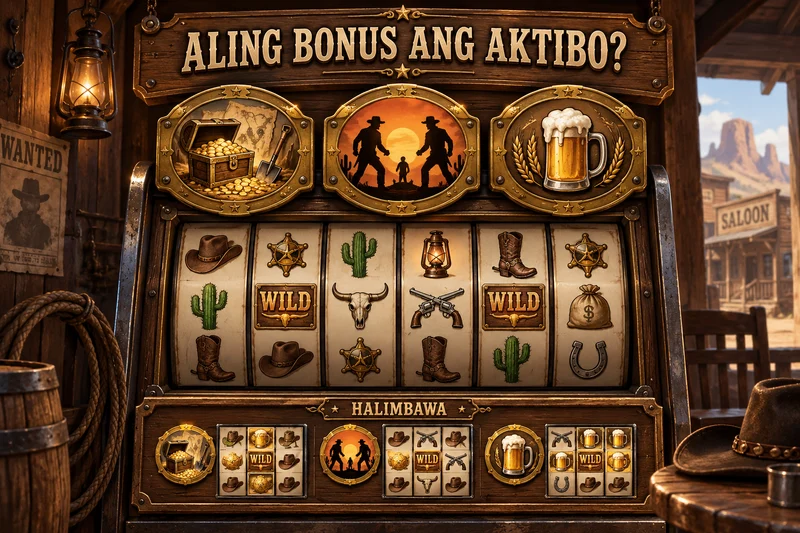 Original slot concept: Wild West Duels. Beer, Duel and Lost Relic: different duration and Wild state. Not actual provider screenshot.